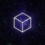Leuchtender Würfel im Universum mit geometrischen Mustern, symbolisiert Ganzheitlichkeit, Tiefe und systemisches Denken als philosophische Grundlage der Beratung