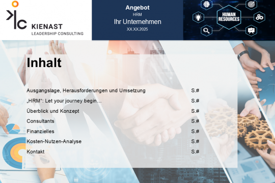 Symbolische Darstellung von Teamarbeit und Digitalisierung – Gliederung des HRM-Angebots