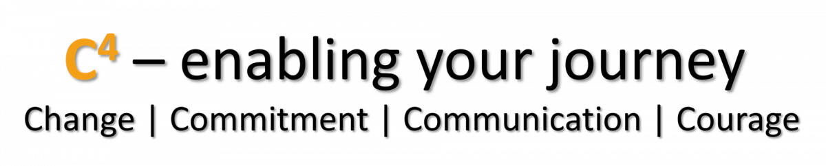 C4 – enabling your journey: Change, Commitment, Communication, Courage – das Leistungsversprechen von Kienast Leadership Consulting